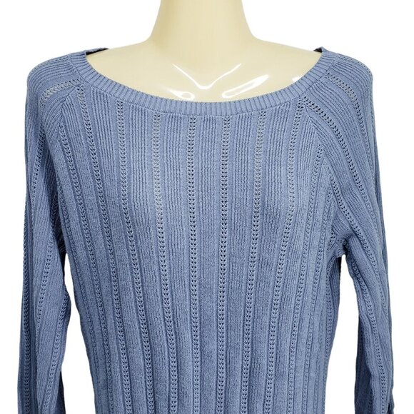 ModCloth Ribbed Striped Sweater Women's Size‎ S Slate Blue Lightweight - Picture 3 of 7